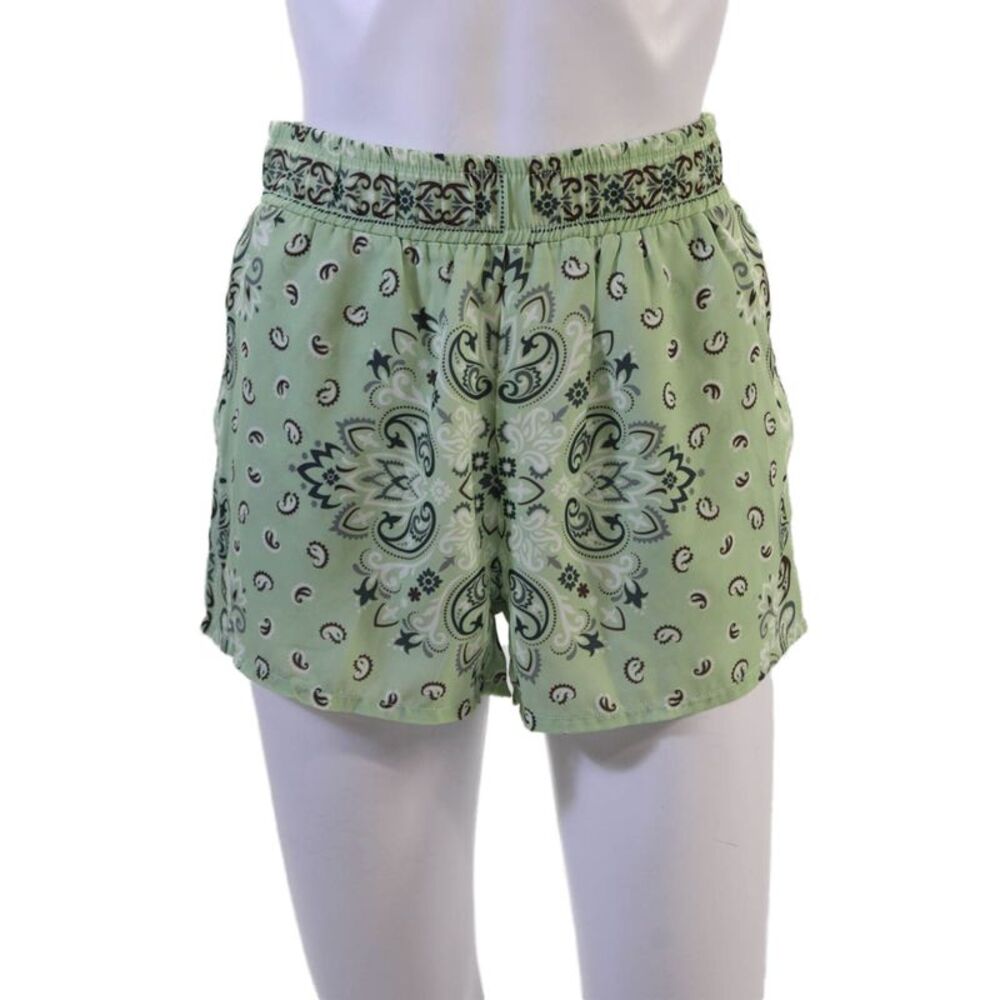 Muze Unisex Paisley Green Boxer Shorts 85% Polyester 15% Spandex Size S
